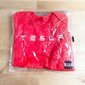 Tesla Bodysuit Baby Size 12-18 Month Red Almost Zero Emissions NEW